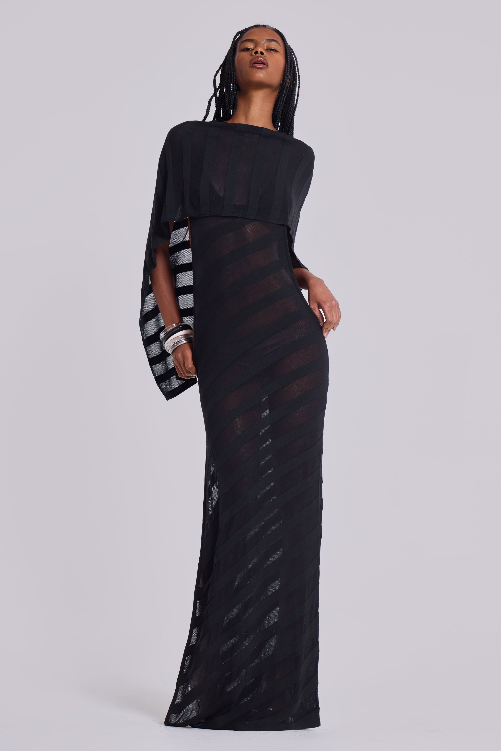 Noir Knit Maxi Dress in Black