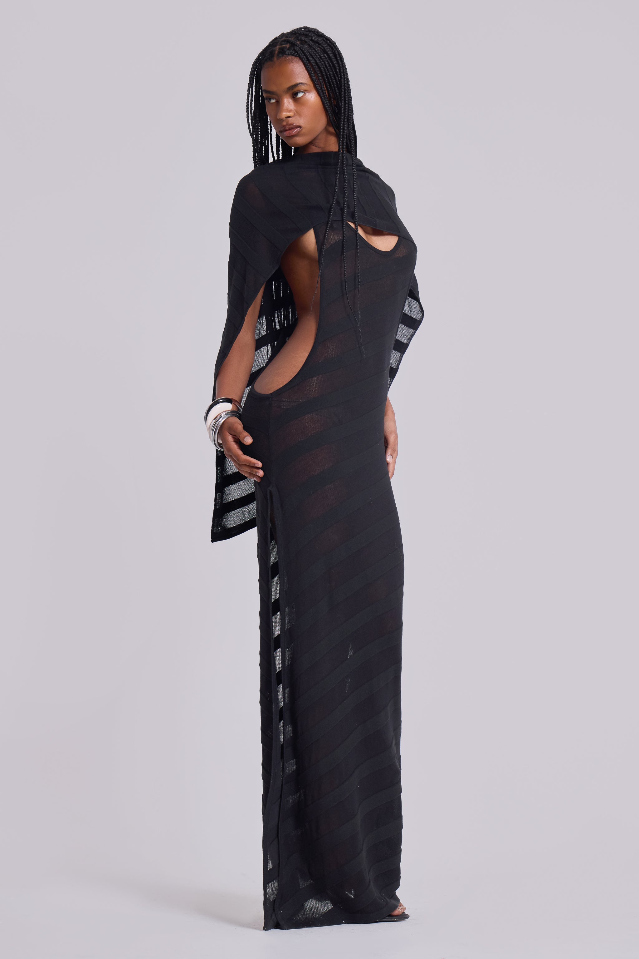 Noir Knit Maxi Dress in Black