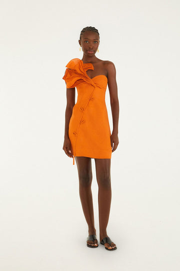 Orange Flower Mini Dress