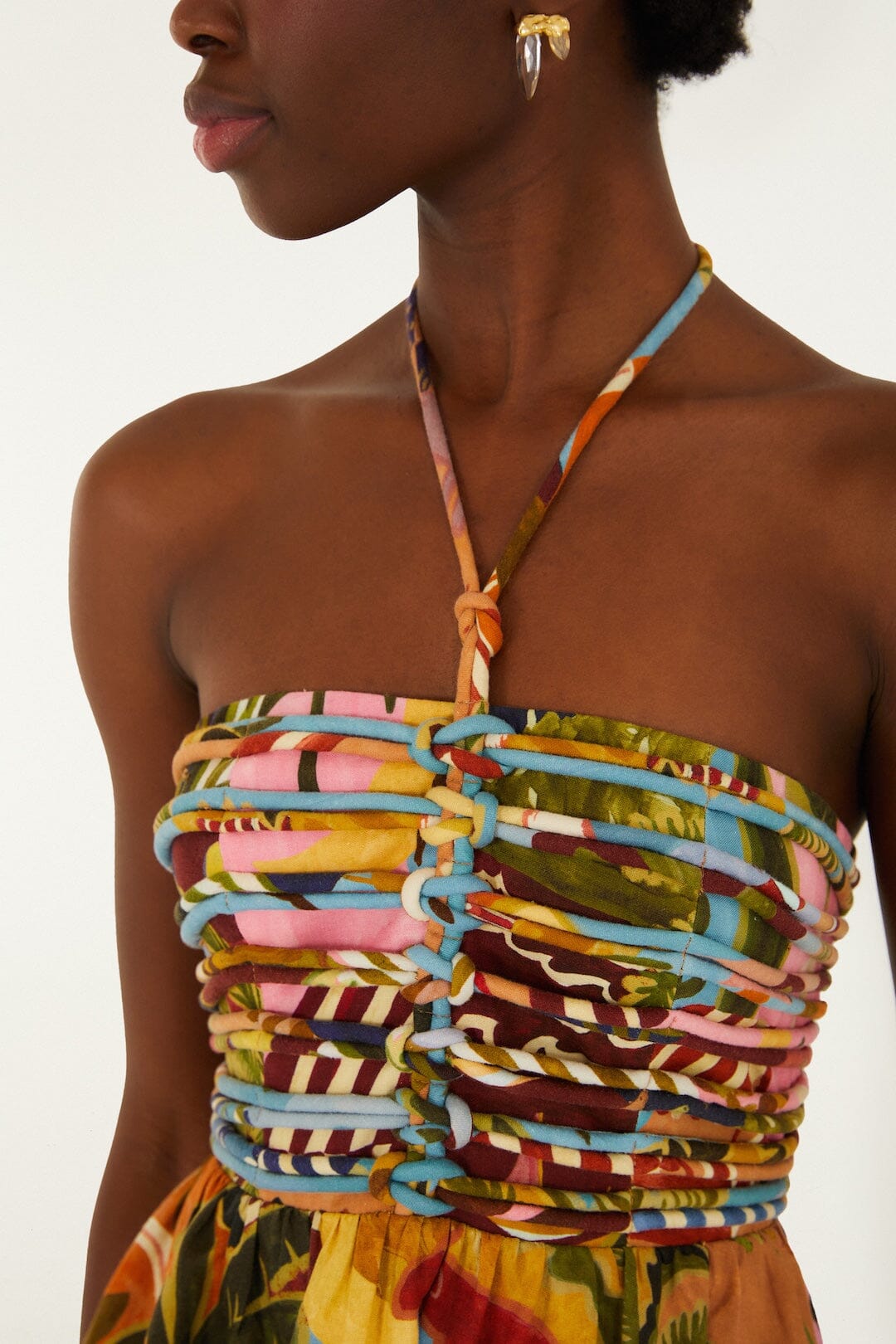 Multicolor Tropical Painting Midi Dress