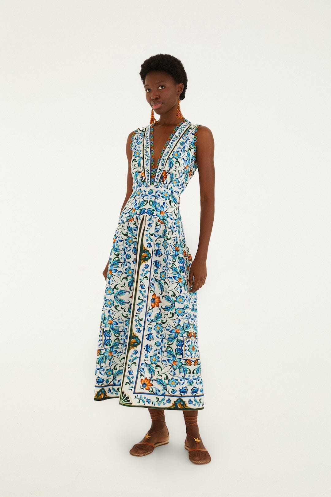 Off-White Flora Tile Scallop Maxi Dress