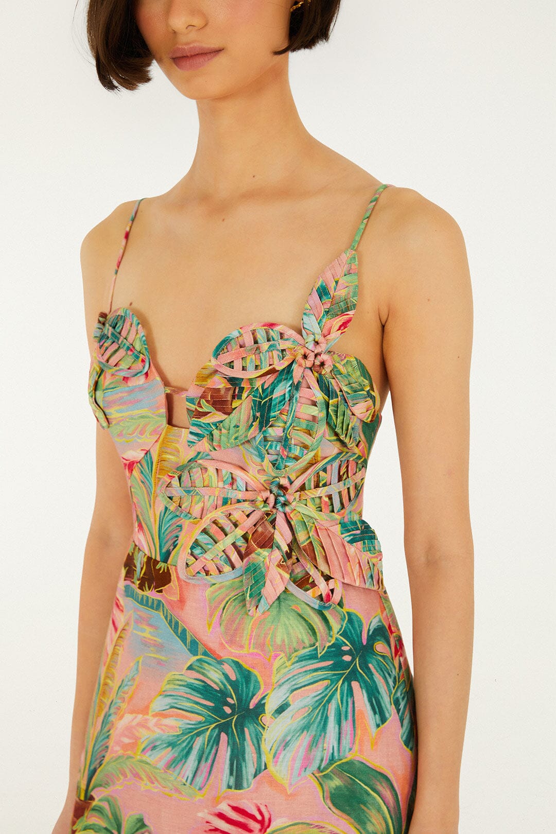 Soft Pink Pool Time 3d Flowers Mini Dress