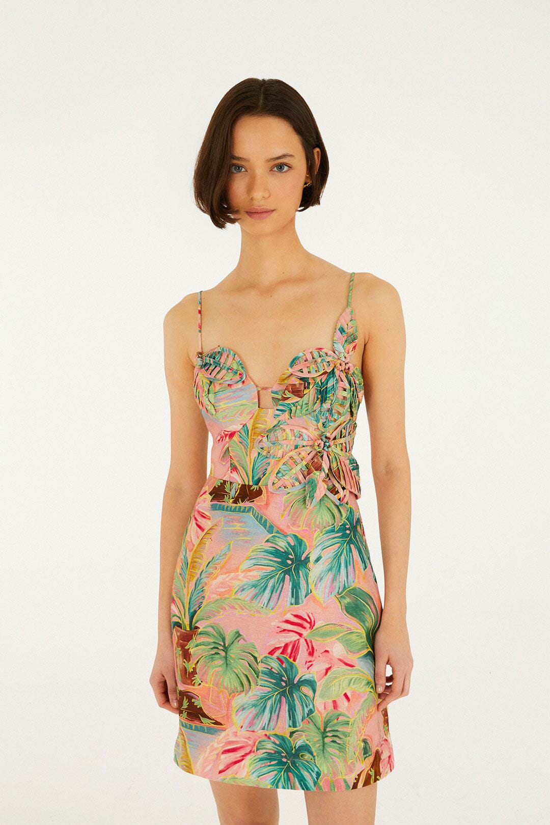 Soft Pink Pool Time 3d Flowers Mini Dress