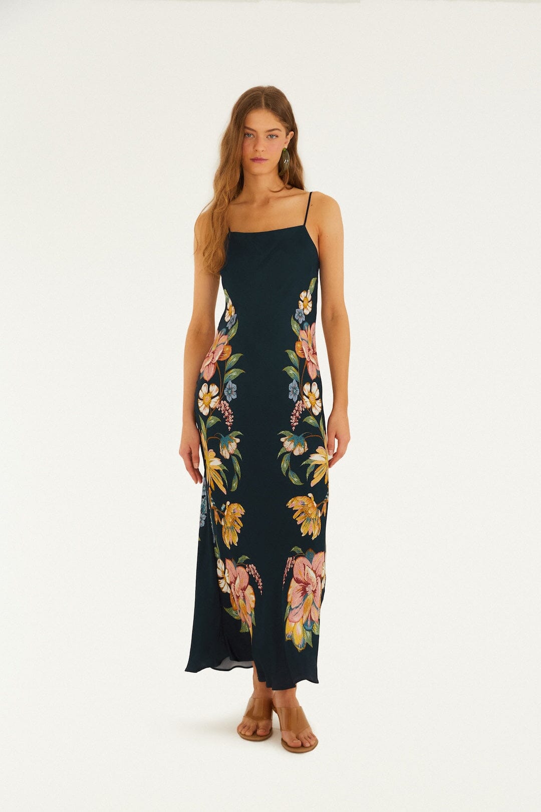 Dark Blue Maira Floral Lenzing™ Ecovero™ Viscose Maxi Dress