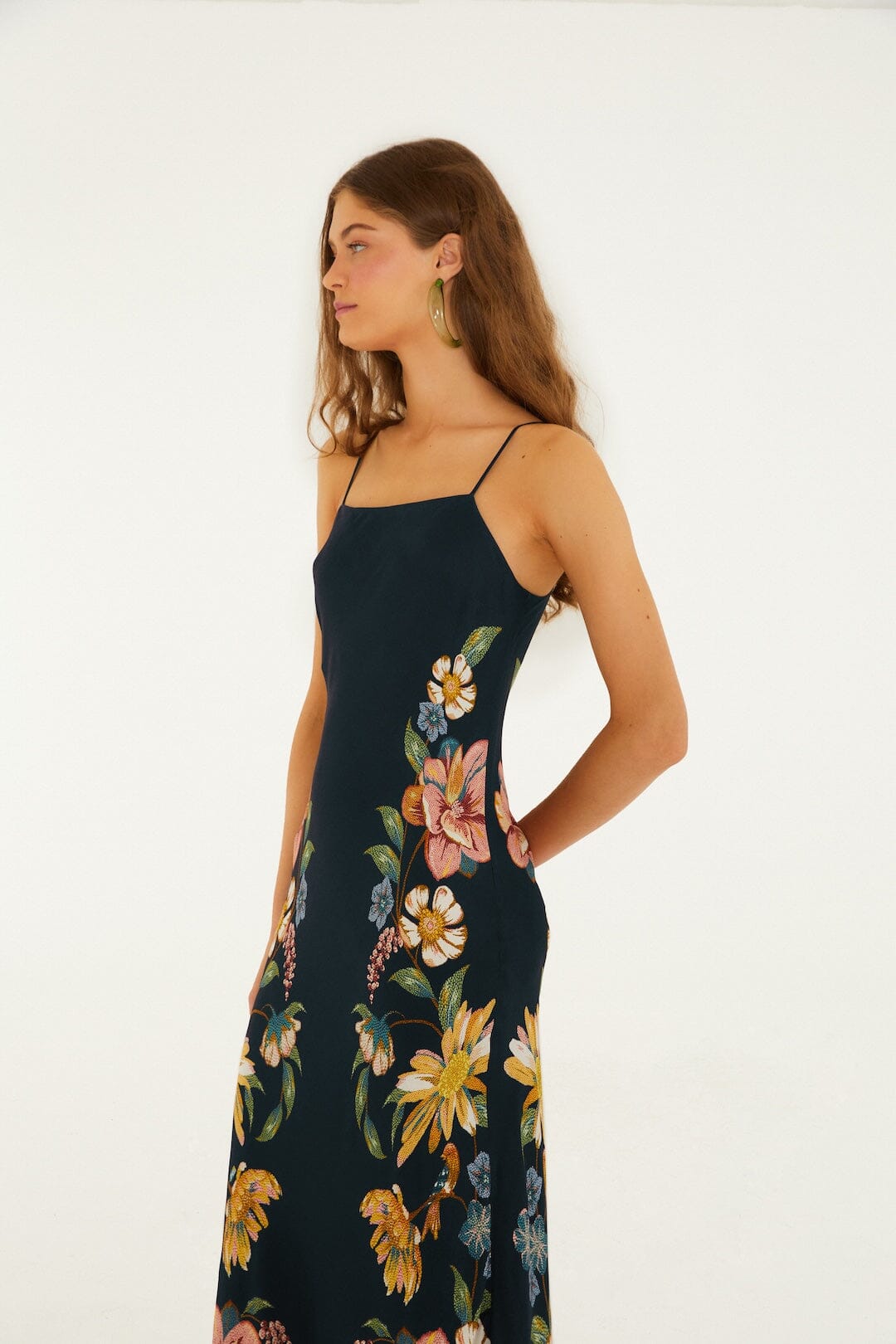 Dark Blue Maira Floral Lenzing™ Ecovero™ Viscose Maxi Dress