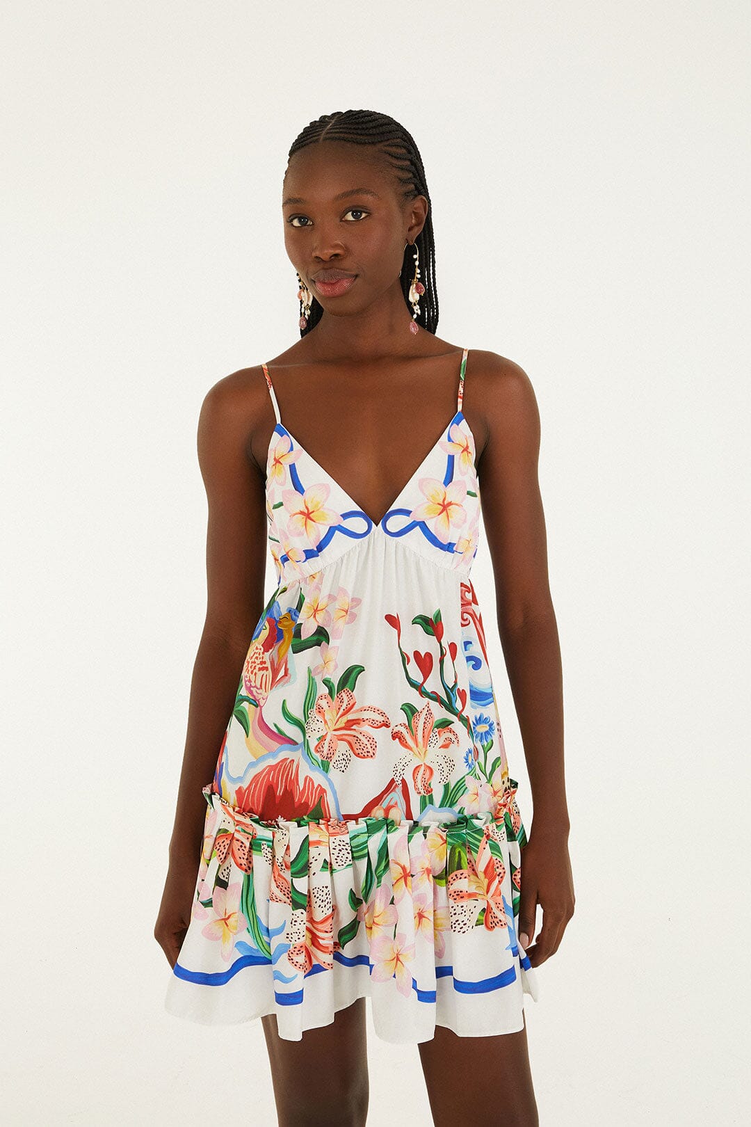 Off-White Garden Of Life Scarf Ruffled Mini Dress