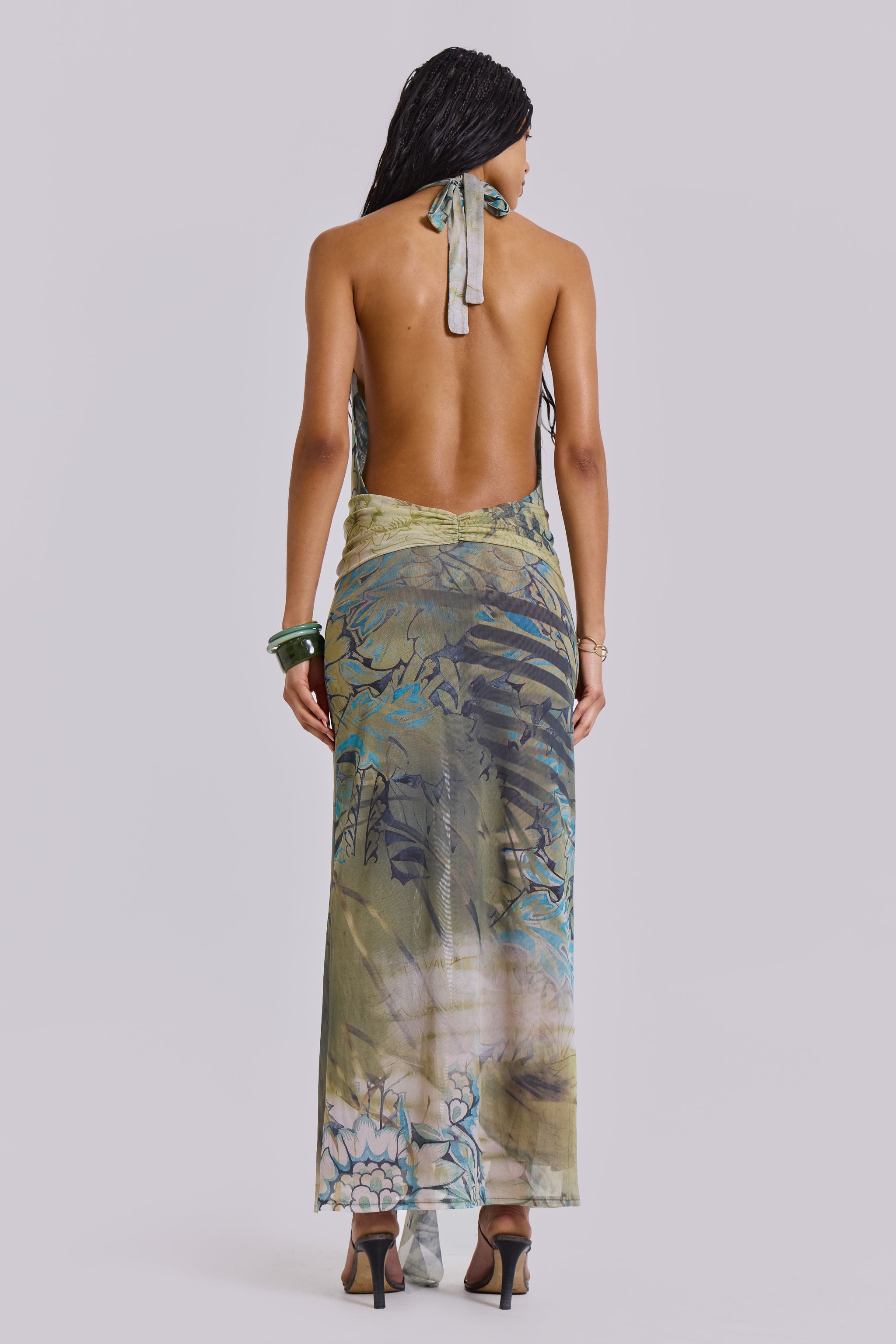 Cindy Plunge Maxi Dress In Green