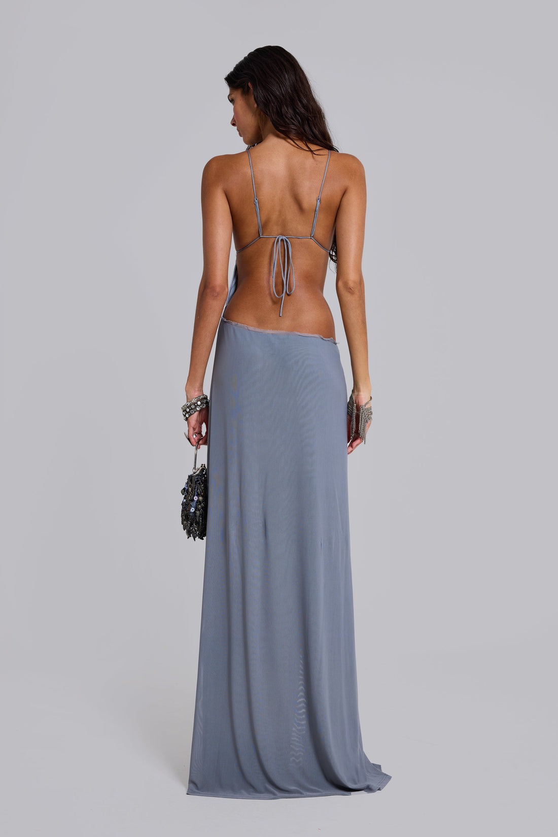 Brisa Asymmetric Hand-Beaded Maxi Dress