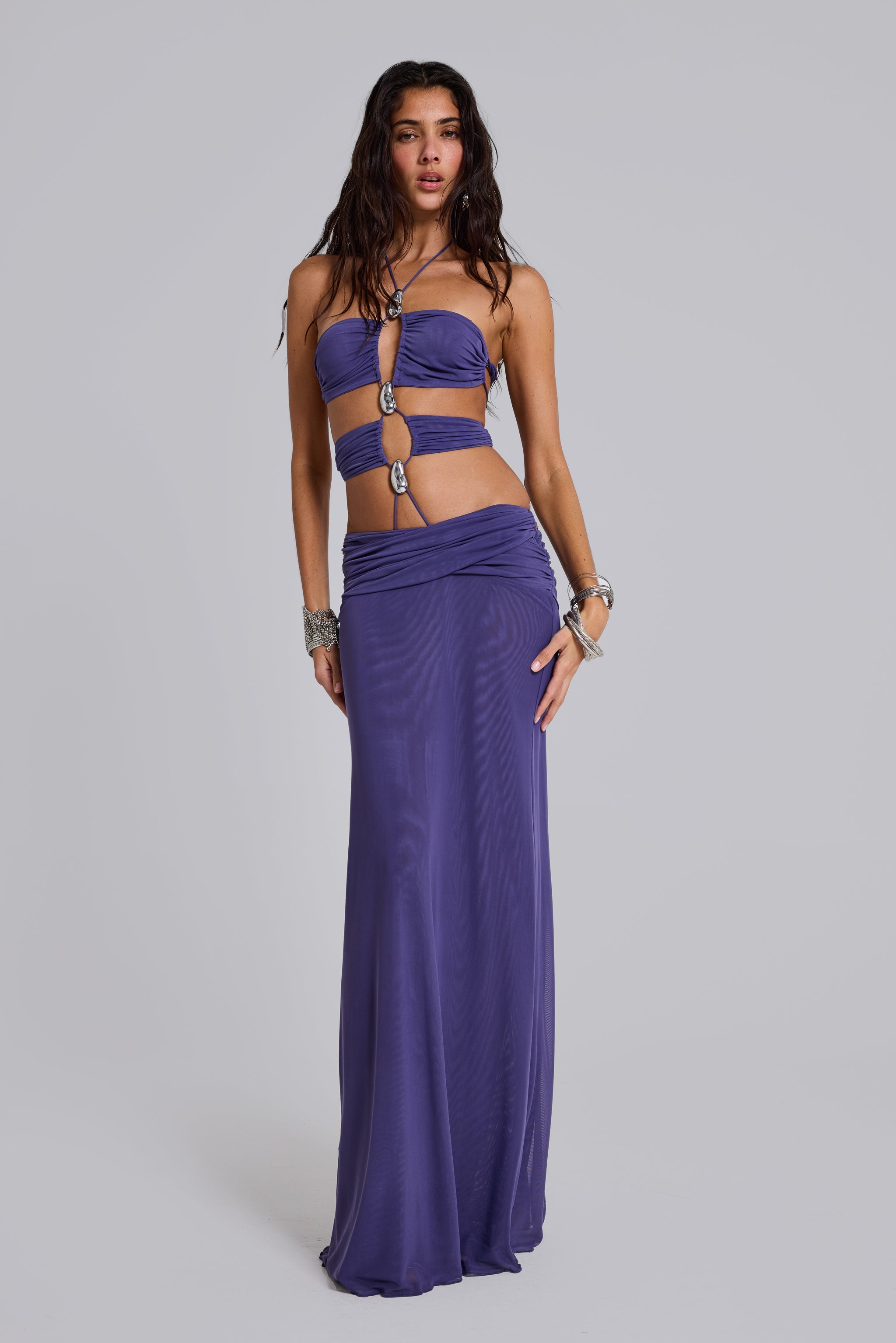 Amara Strappy Maxi Dress with Metal Trims