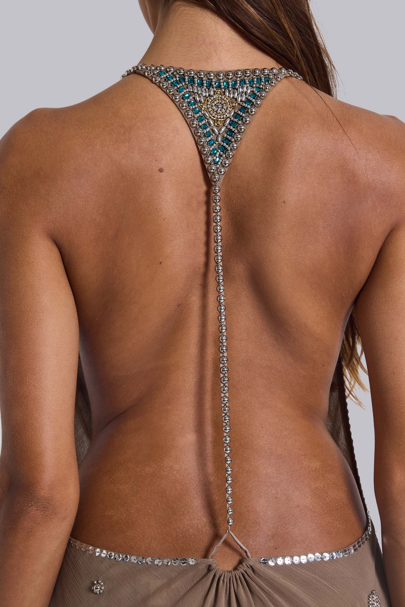 Doure Embellished Backless Mini Dress