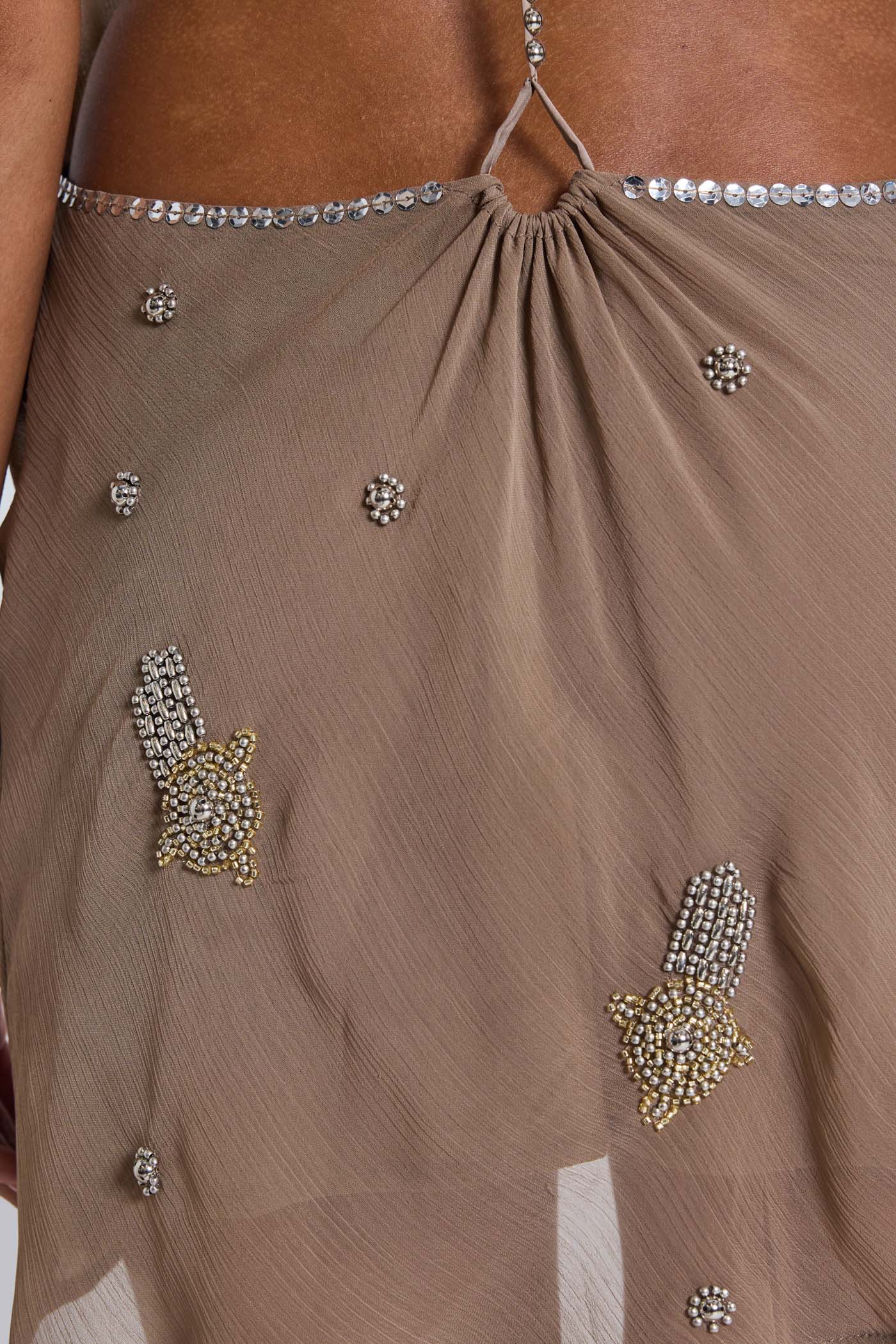 Doure Embellished Backless Mini Dress