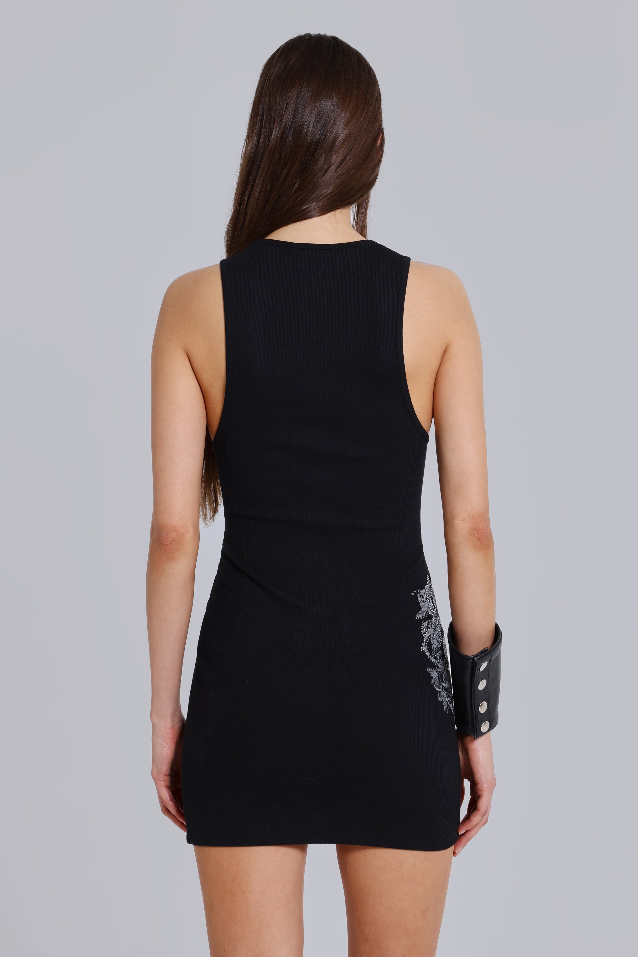 Rock Revival Rhinestone Fleur de Lis Vest Mini Dress