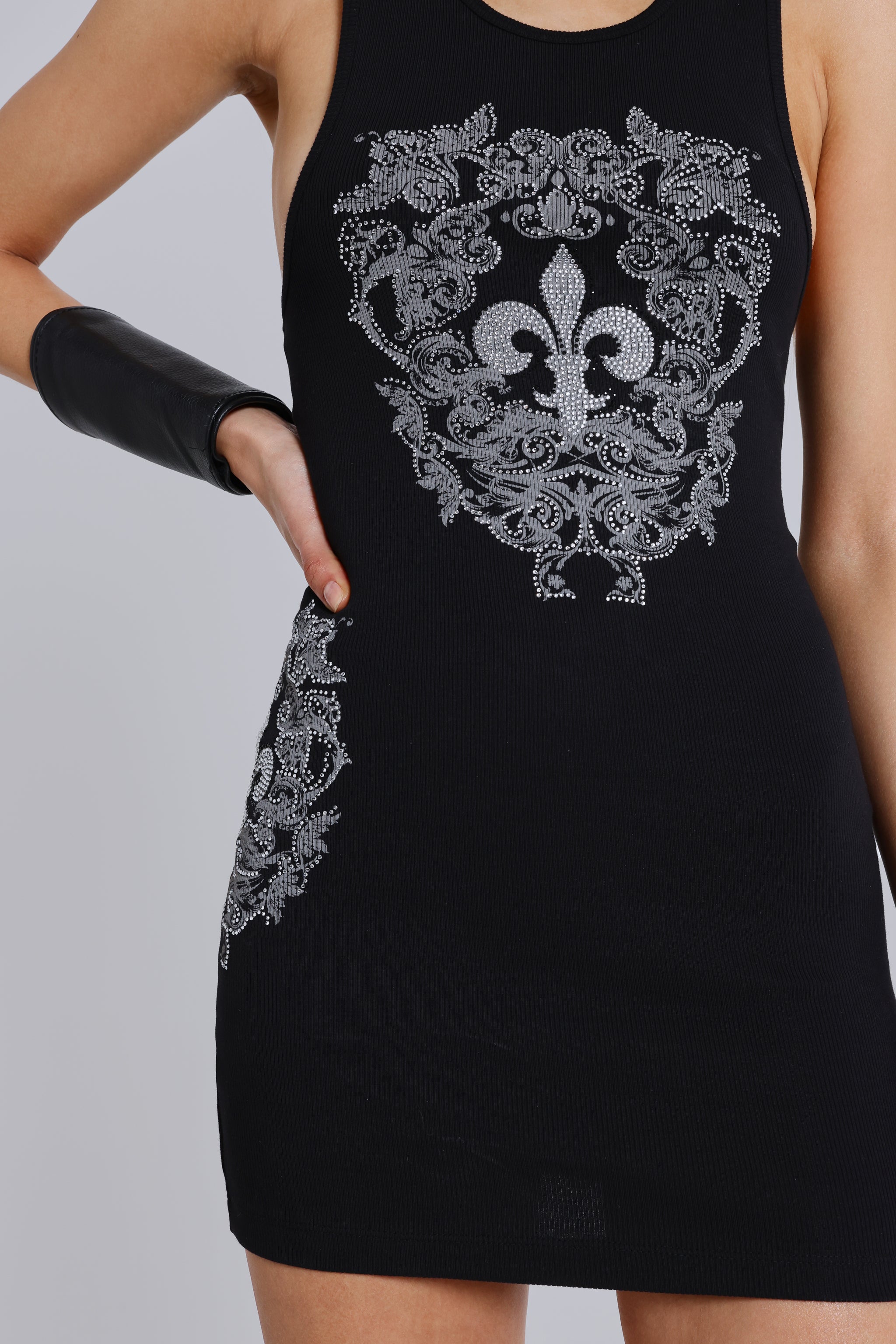 Rock Revival Rhinestone Fleur de Lis Vest Mini Dress