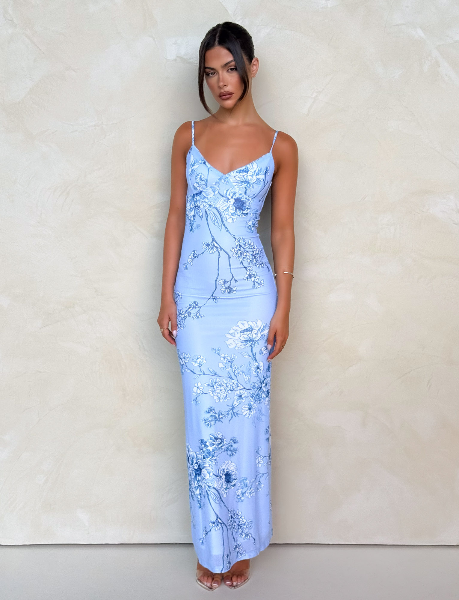 Julianna Dress - Blue : Floral : Ceramic Floral