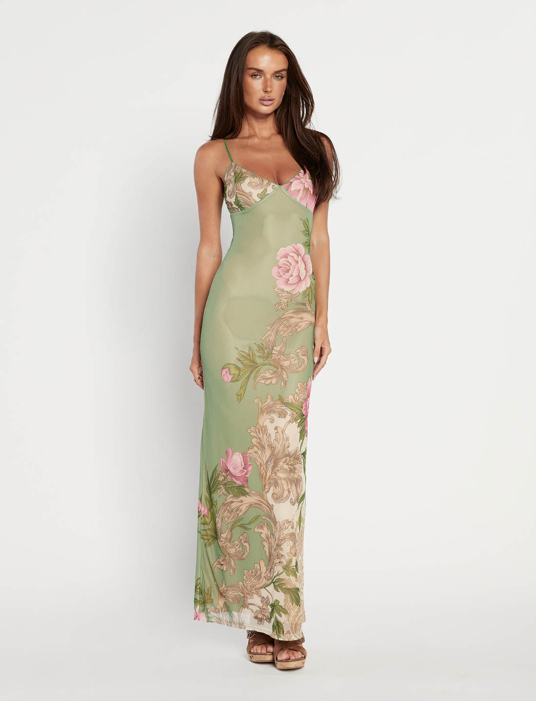 Julianna Dress - Green : Floral : Roccoco Floral