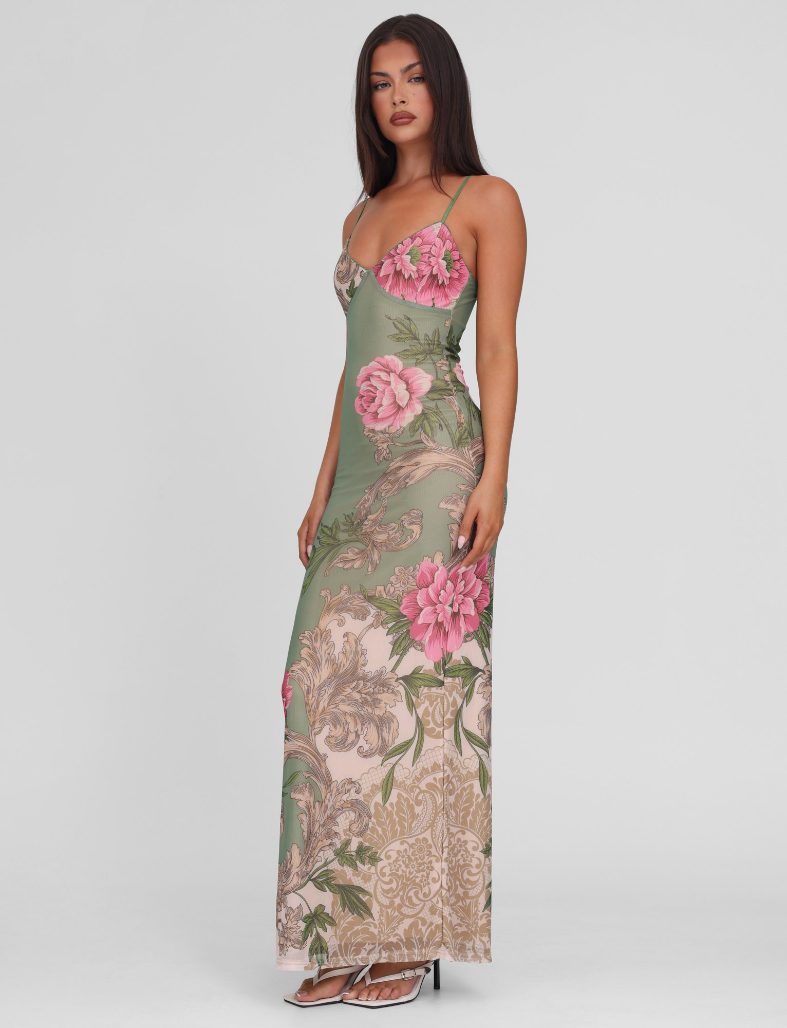 Julianna Dress - Green : Floral : Roccoco Floral