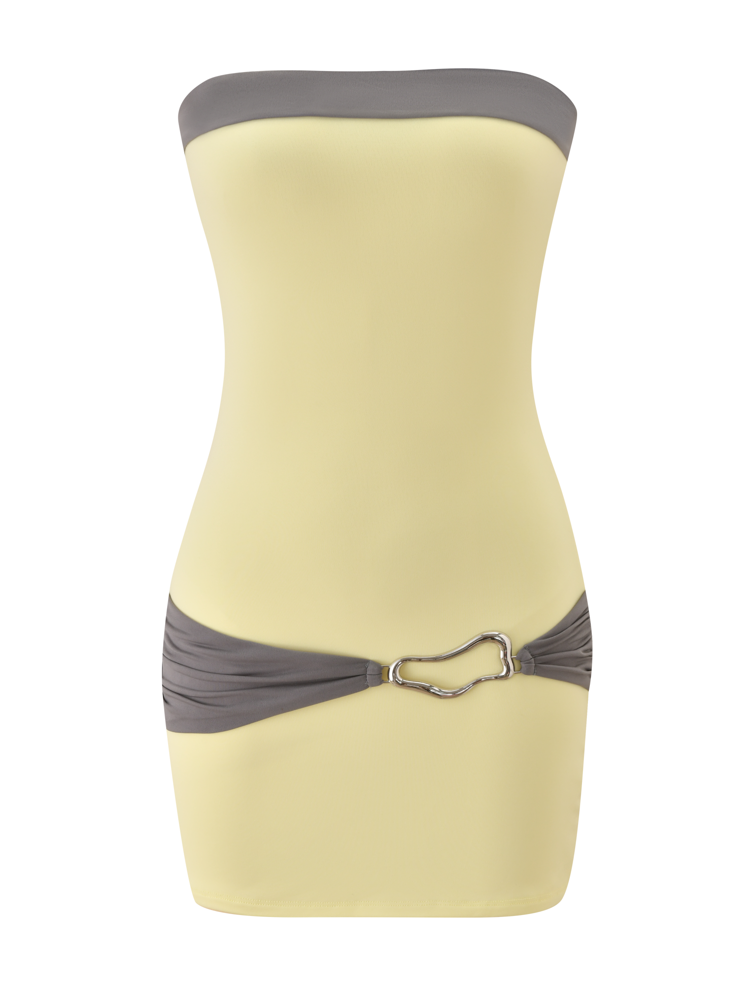 Eos Mini Dress - Butter Yellow And Grey