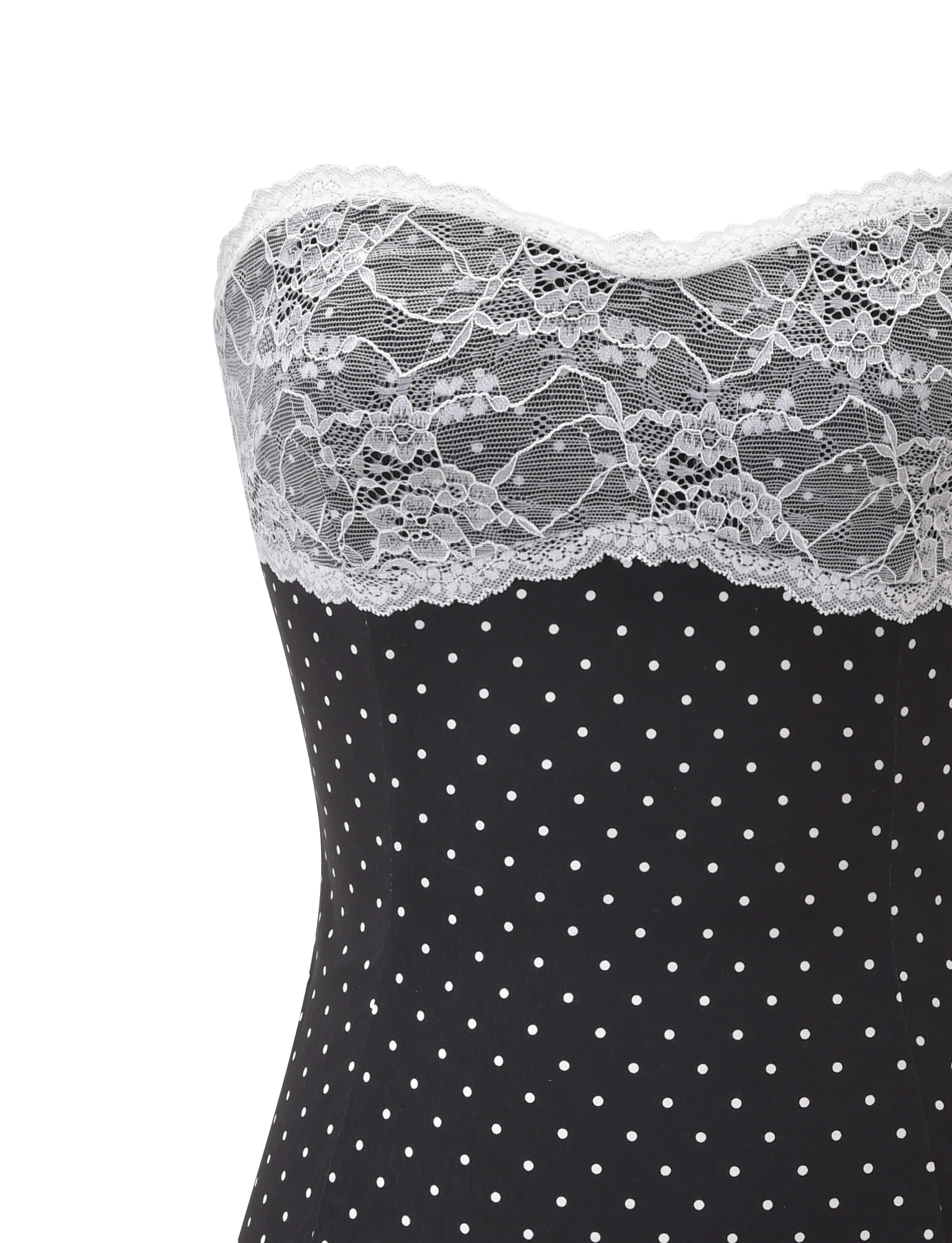 Kittie Lace Pleat Dress - Black Dot