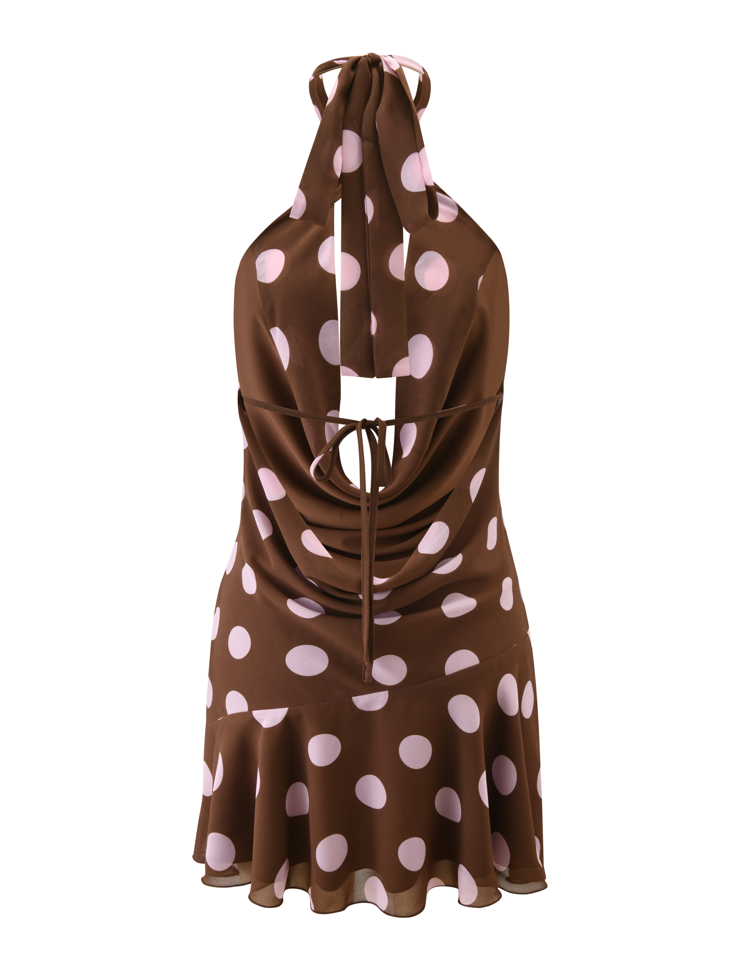 Zyla Mini Dress - Brown And Pink Dot