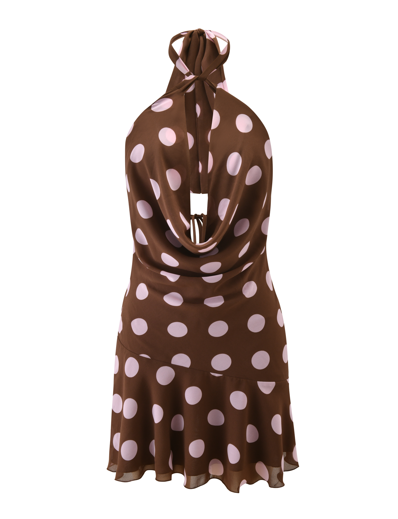 Zyla Mini Dress - Brown And Pink Dot