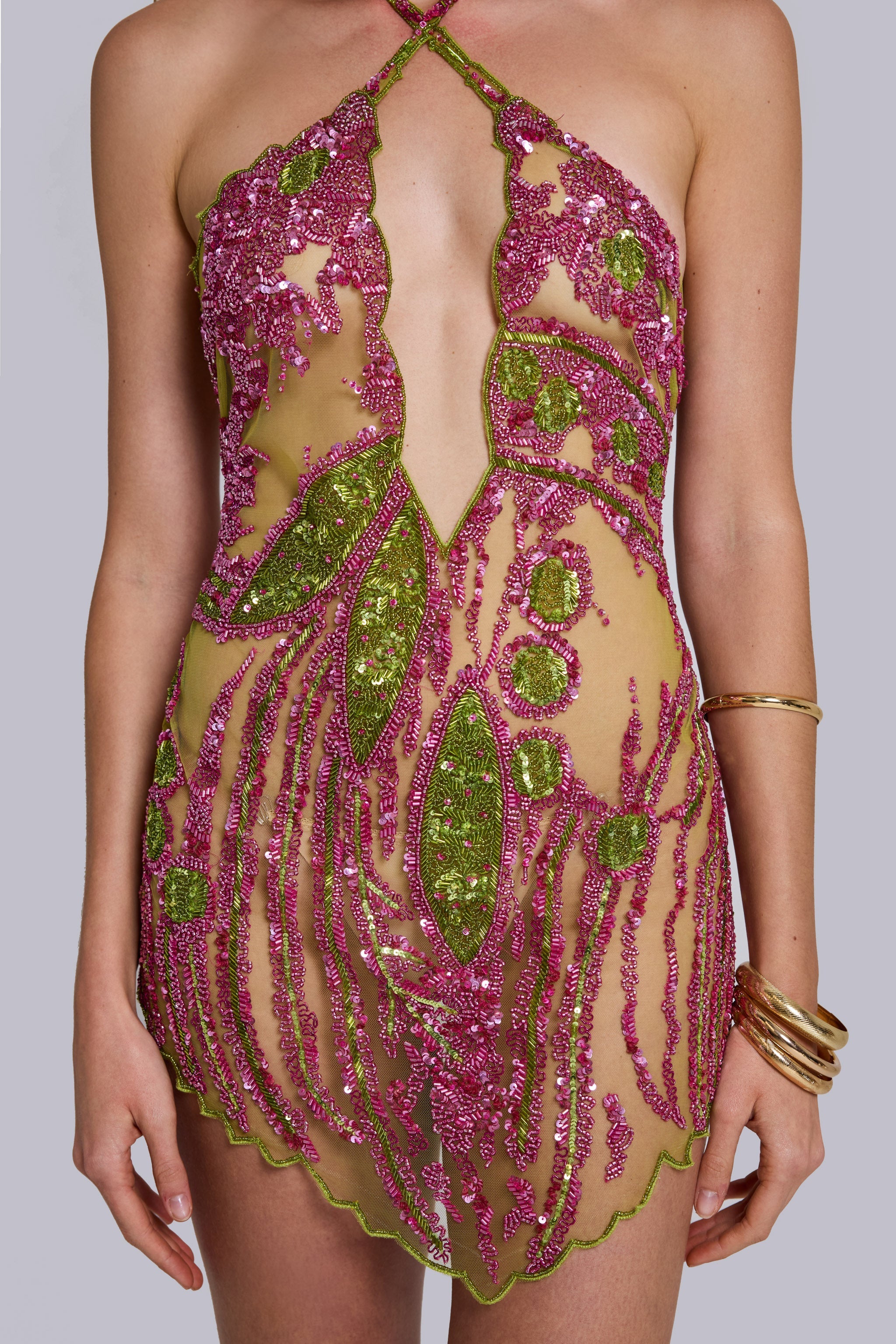 Satine Hand-Beaded Mini Dress