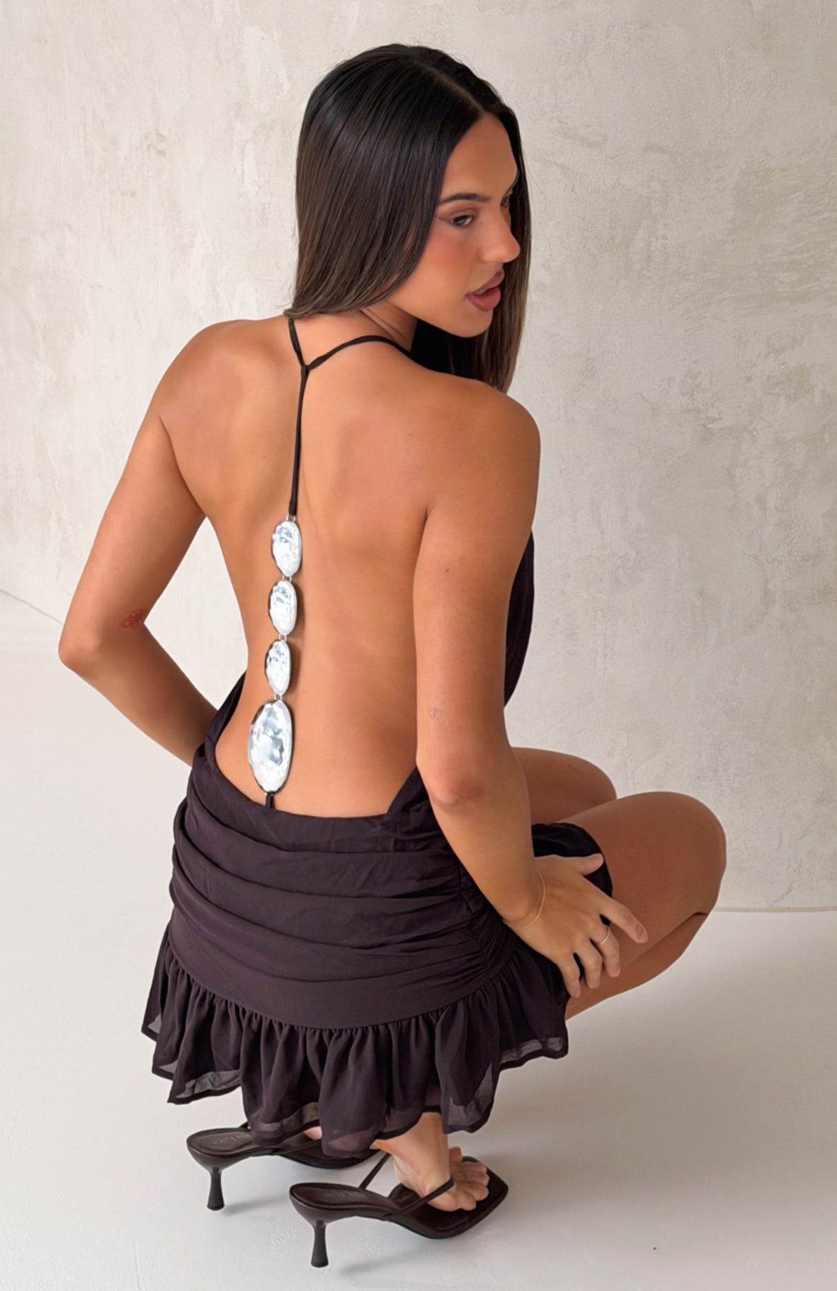 Back To Dazzle Mini Dress Chocolate