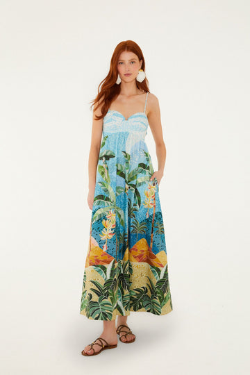Multicolor Rio Mosaic Sweetheart Neck Maxi Dress