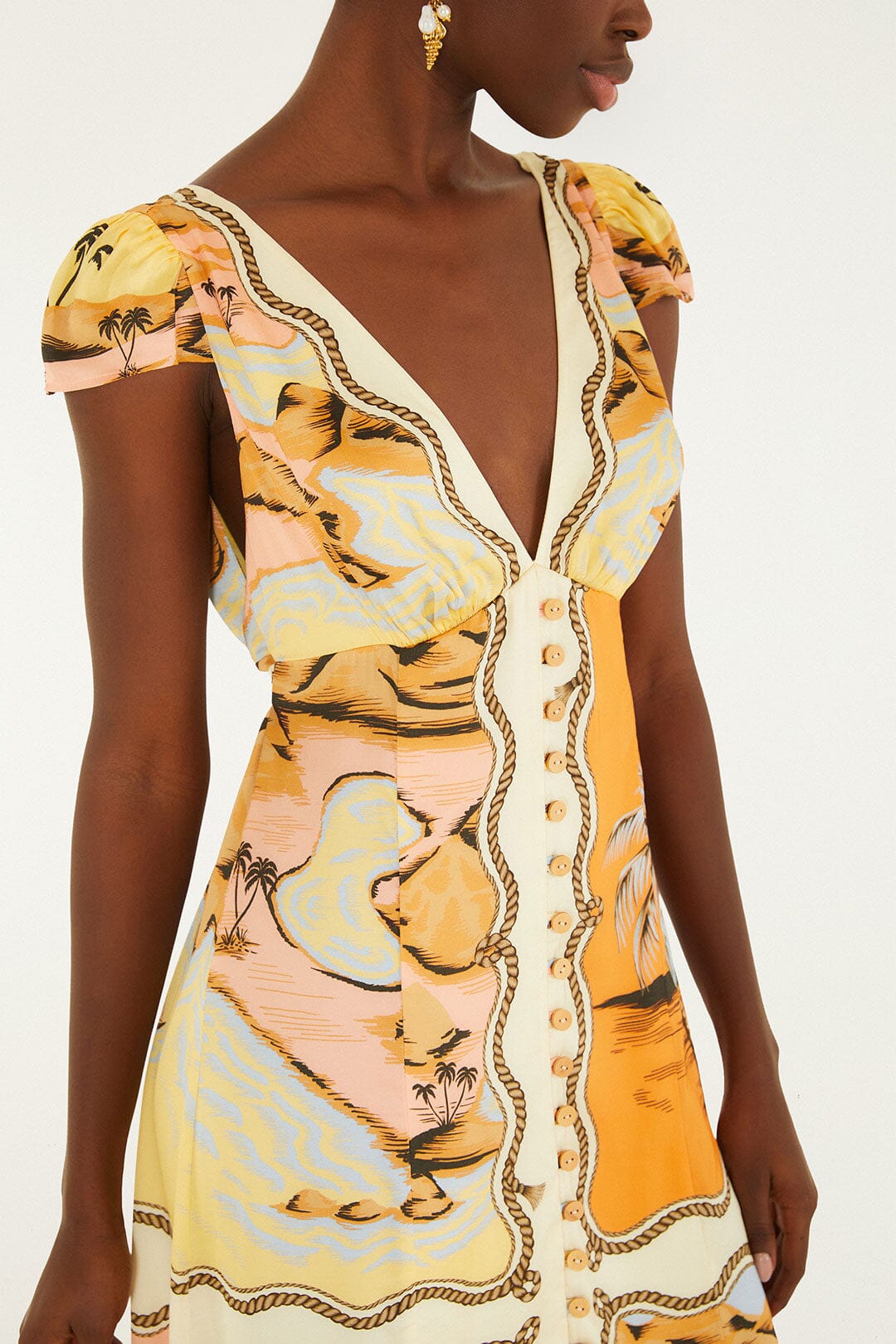 Multicolor Rio Souvenir Scarves Satin Midi Dress