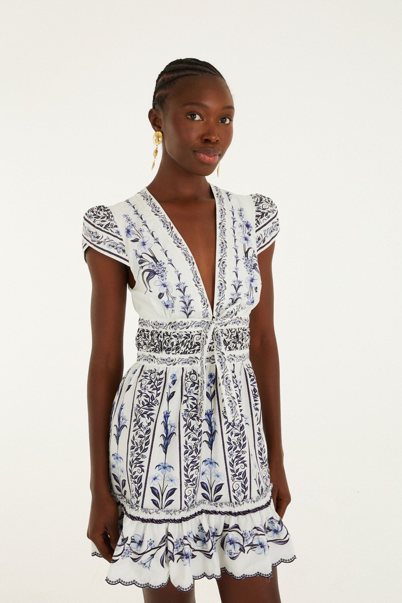 Off-White Flowers Arch Ruffled Mini Dress