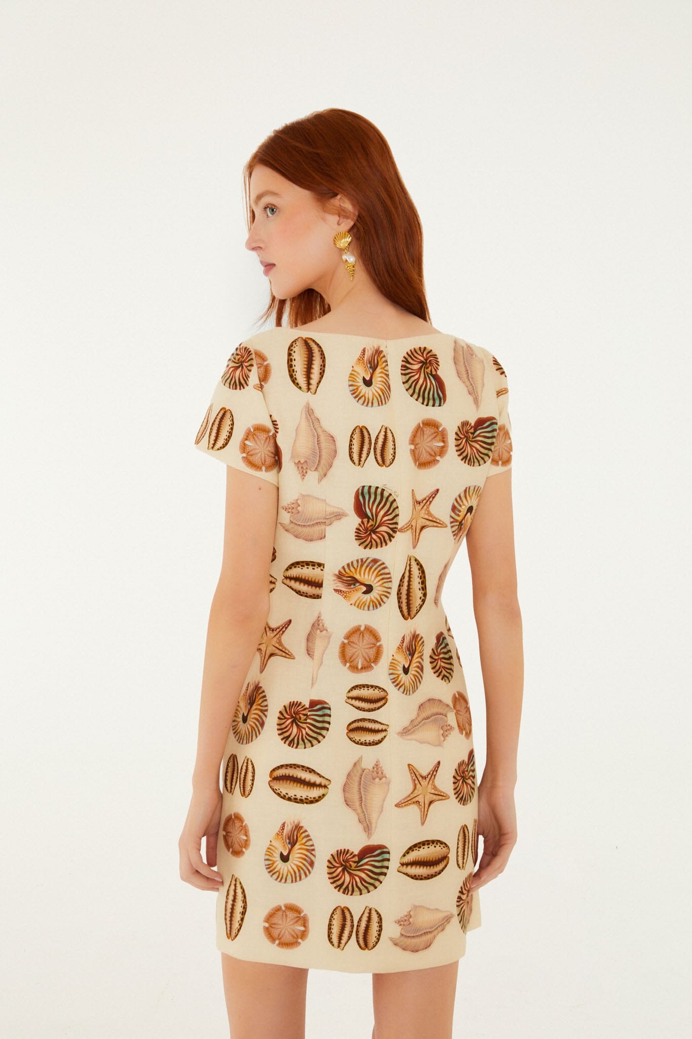 Sand Marine Shells Short Sleeve Mini Dress