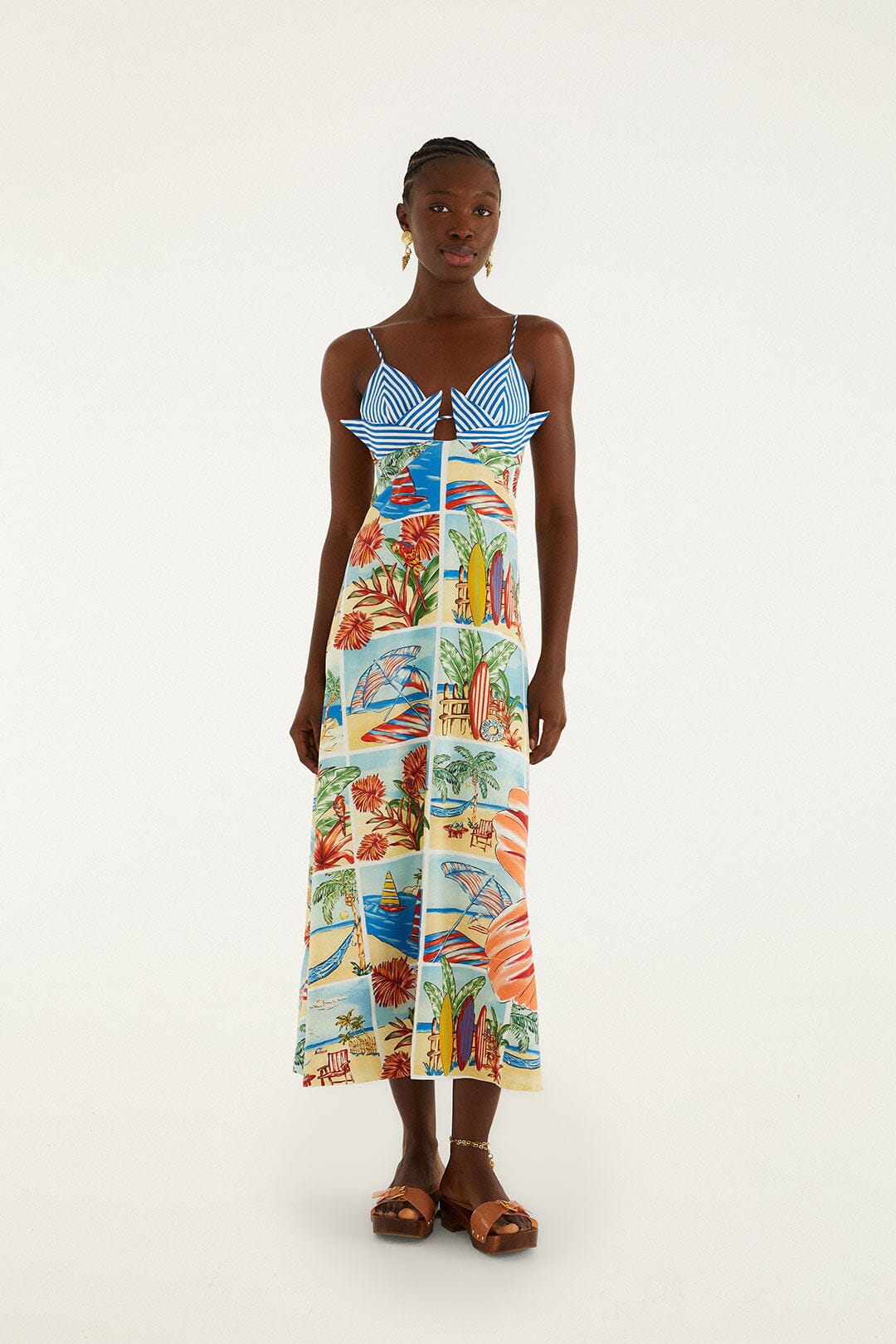 Multicolor Summer Diary Paper Boat Maxi Dress